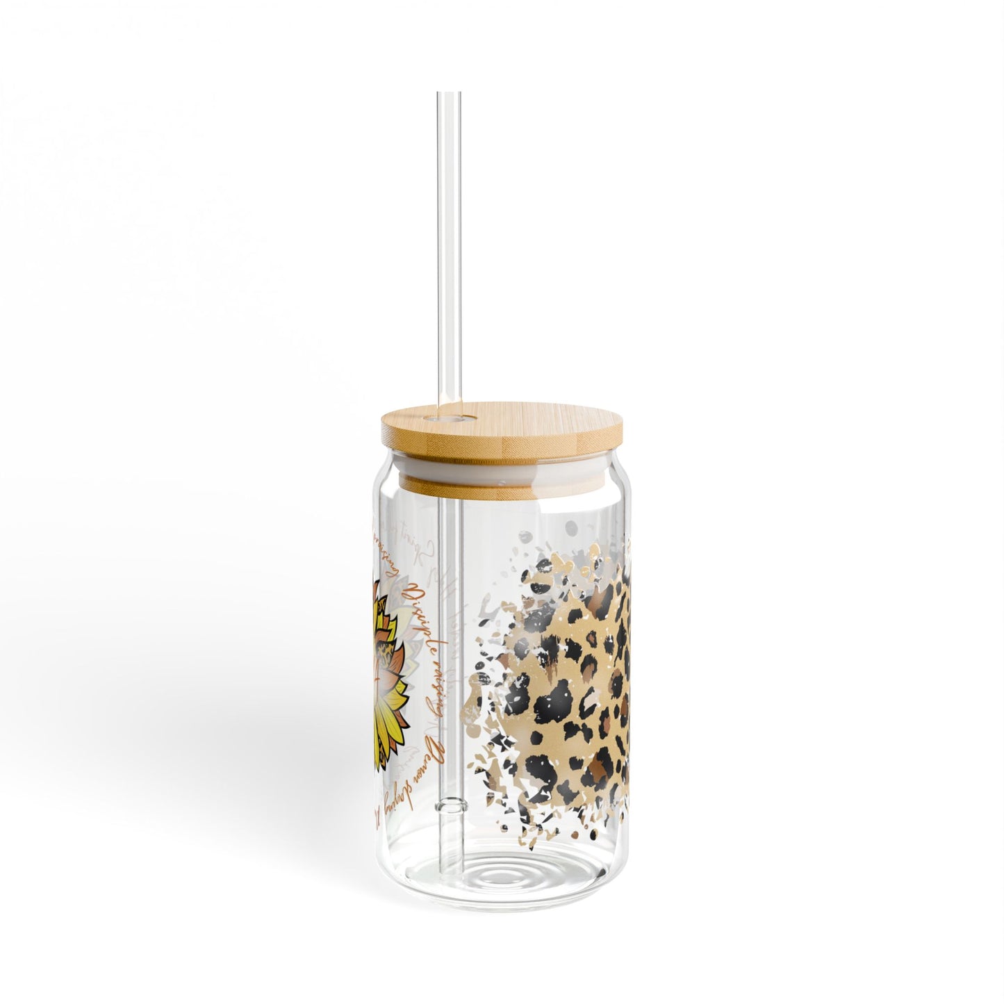 Holy Spirit Filled Mama - Cheetah Print Sunflower Glass Tumbler