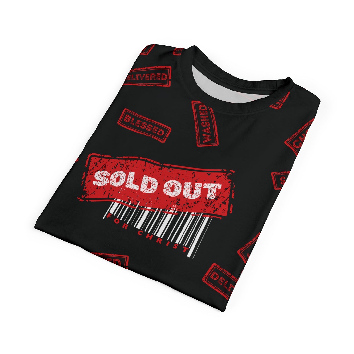 Sold Out for Jesus - All Over Print Faith Tee (Black/Red)