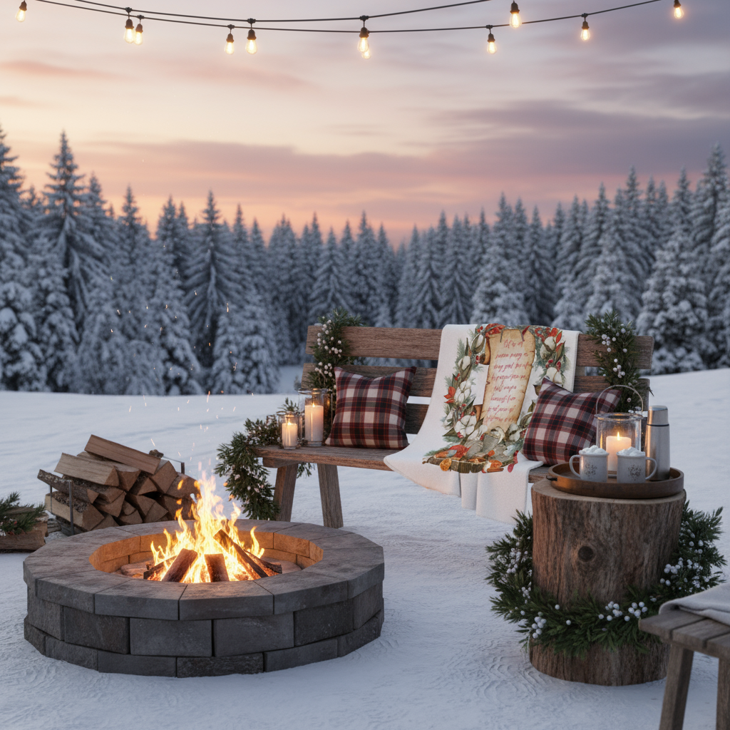 Galatians 6:9 Blanket - Winter Fire Pit
