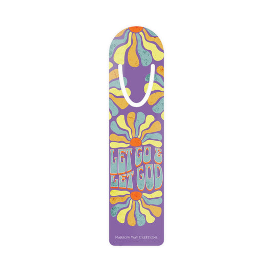 Let go and let God Bookmark, pretty groovy flower retro christian bookmark