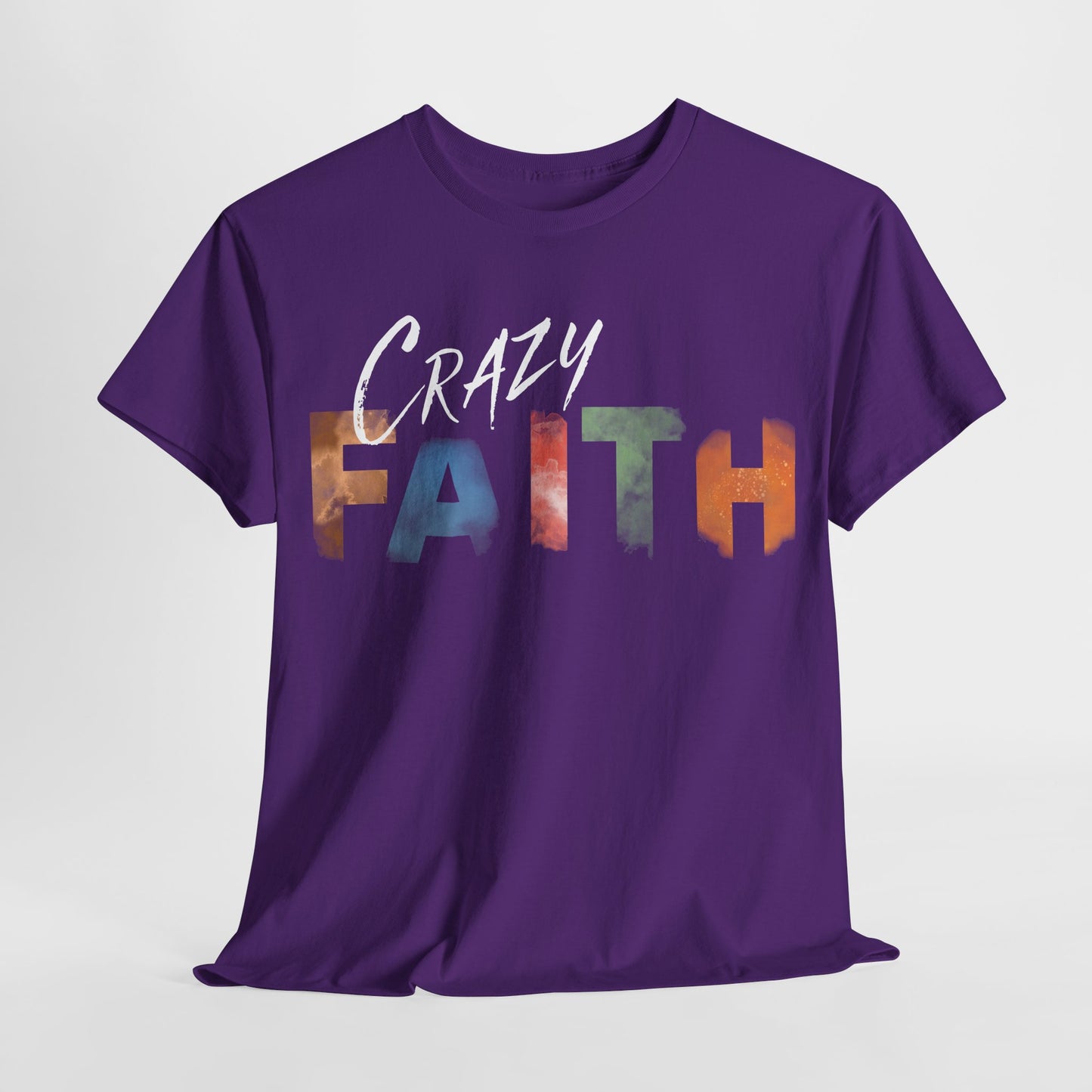 christian crazy faith colorful watercolor paint print Cotton short sleeved Jesus Tee, cool artistic t-shirt, aesthetic watercolor religious