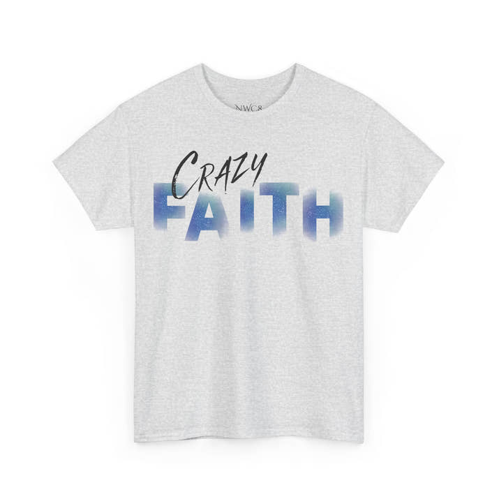 Christian crazy faith galaxy print Unisex Heavy Cotton short sleeved Jesus Tee, cool artistic faithful Christian t-shirt, aesthetic religious