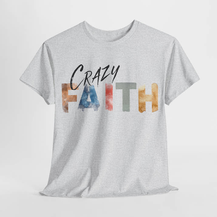 christian crazy faith colorful watercolor paint print Cotton short sleeved Jesus Tee, cool artistic t-shirt, aesthetic watercolor religious