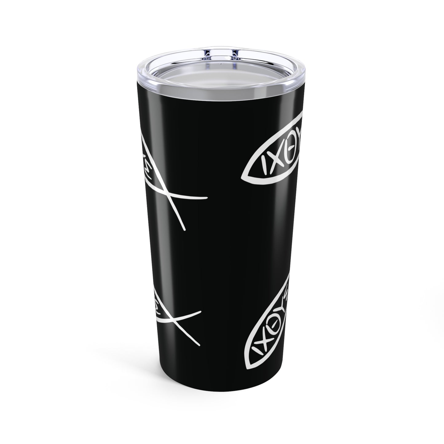 Jesus Ichthys fish pattern insulated Tumbler 20oz, Jesus Christ son of God Savior coffee cup
