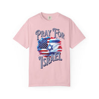 Pray for Israel short sleeve political Christian t-shirt | support Israel prayer tee, United States Israel flag shirt, bible scripture tee
