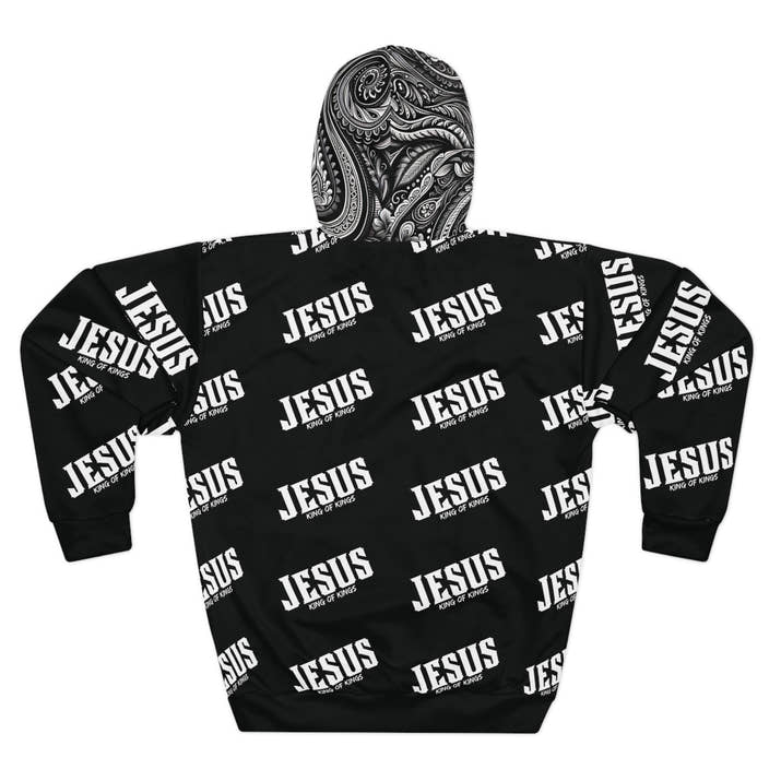 Jesus King of Kings paisley Pullover Hoodie. Godly stylish streetwear hoodie jacket faith
