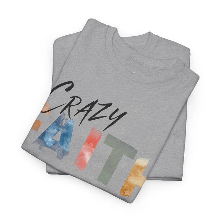christian crazy faith colorful watercolor paint print Cotton short sleeved Jesus Tee, cool artistic t-shirt, aesthetic watercolor religious
