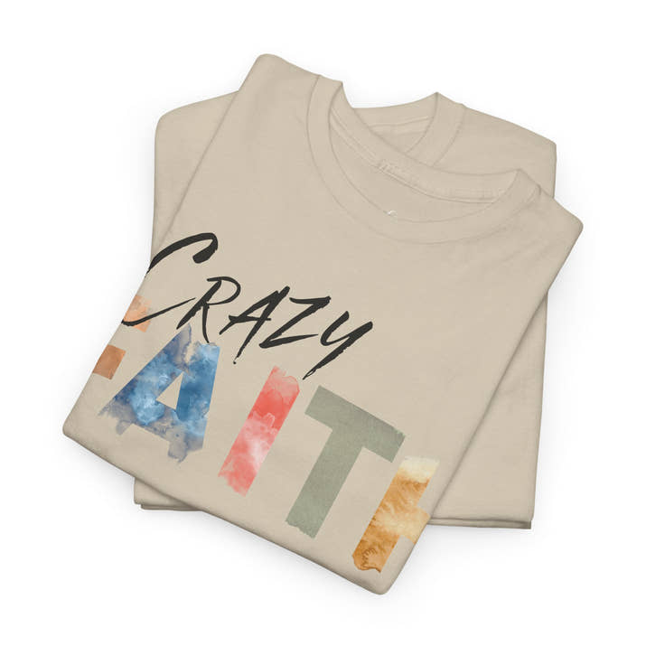 christian crazy faith colorful watercolor paint print Cotton short sleeved Jesus Tee, cool artistic t-shirt, aesthetic watercolor religious