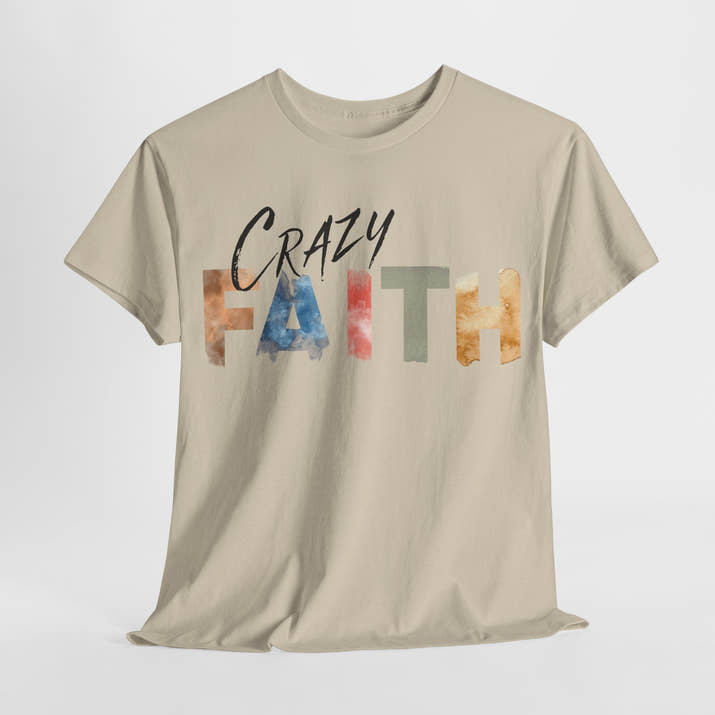 christian crazy faith colorful watercolor paint print Cotton short sleeved Jesus Tee, cool artistic t-shirt, aesthetic watercolor religious