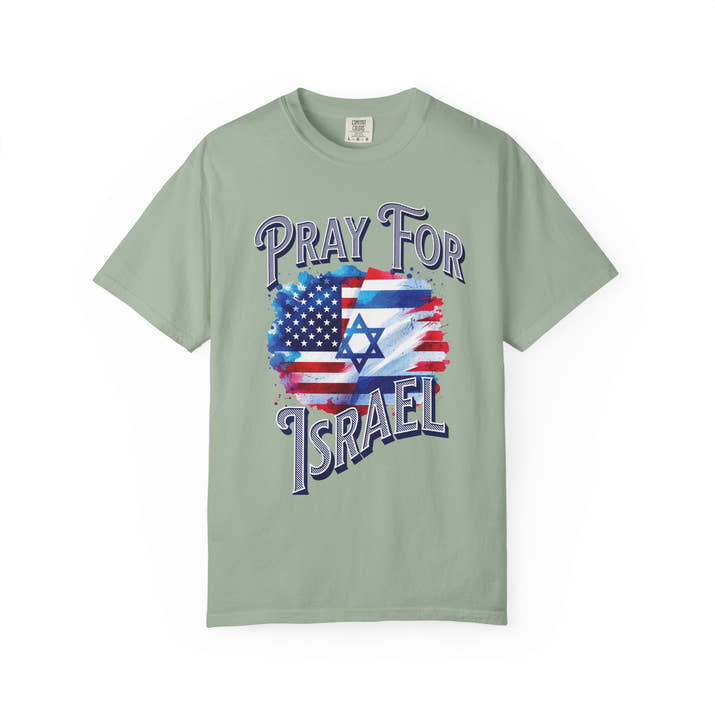 Pray for Israel short sleeve political Christian t-shirt | support Israel prayer tee, United States Israel flag shirt, bible scripture tee