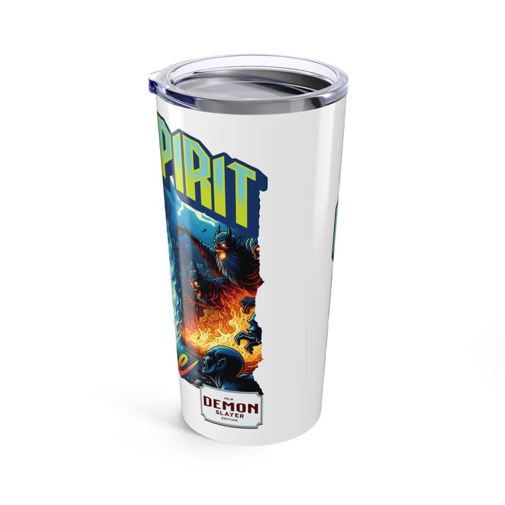 Holy Spirit fire Christian Tumbler 20oz, cool faith cup, vintage comic book style insulated cup, bible scripture quote, word of God