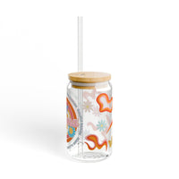 retro style flower mama glass tumbler Mothers day gift, christian drinking glass, wife faith tumbler glass cup, pretty tumbler