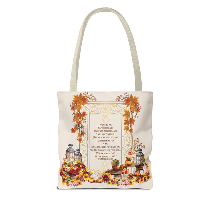 Autumn-Inspired Tote Bag - Perfect for Fall Events, Shopping, Gifts, and Everyday Use - Features Poetic Design