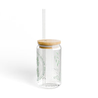 elegant leaf print mama glass tumbler Mothers day gift, christian drinking glass, wife faith tumbler glass cup, flower pretty tumbler