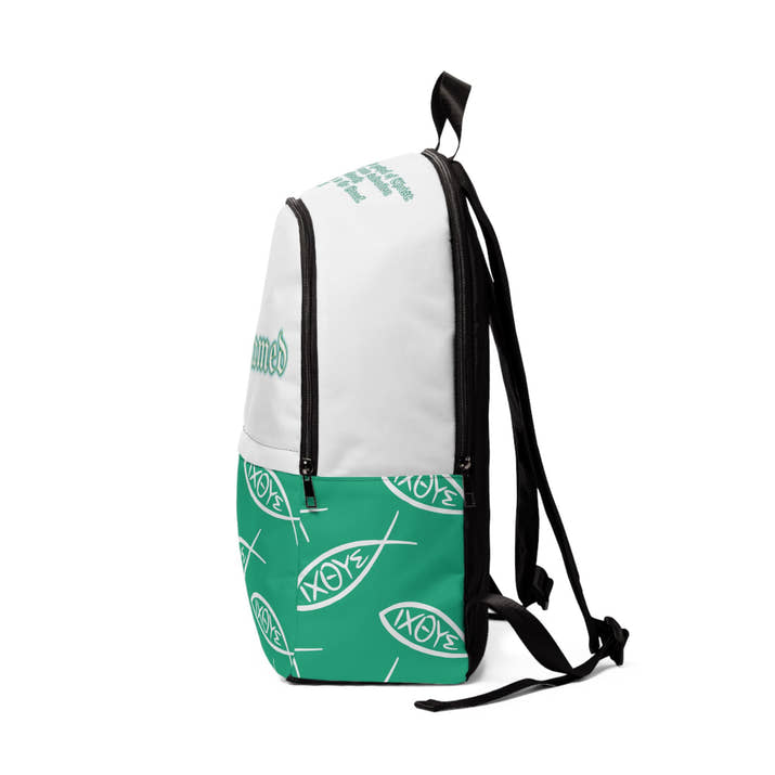 Christian teal unashamed fisher of men Backpack, bible verse scripture Jesus faith bookbag