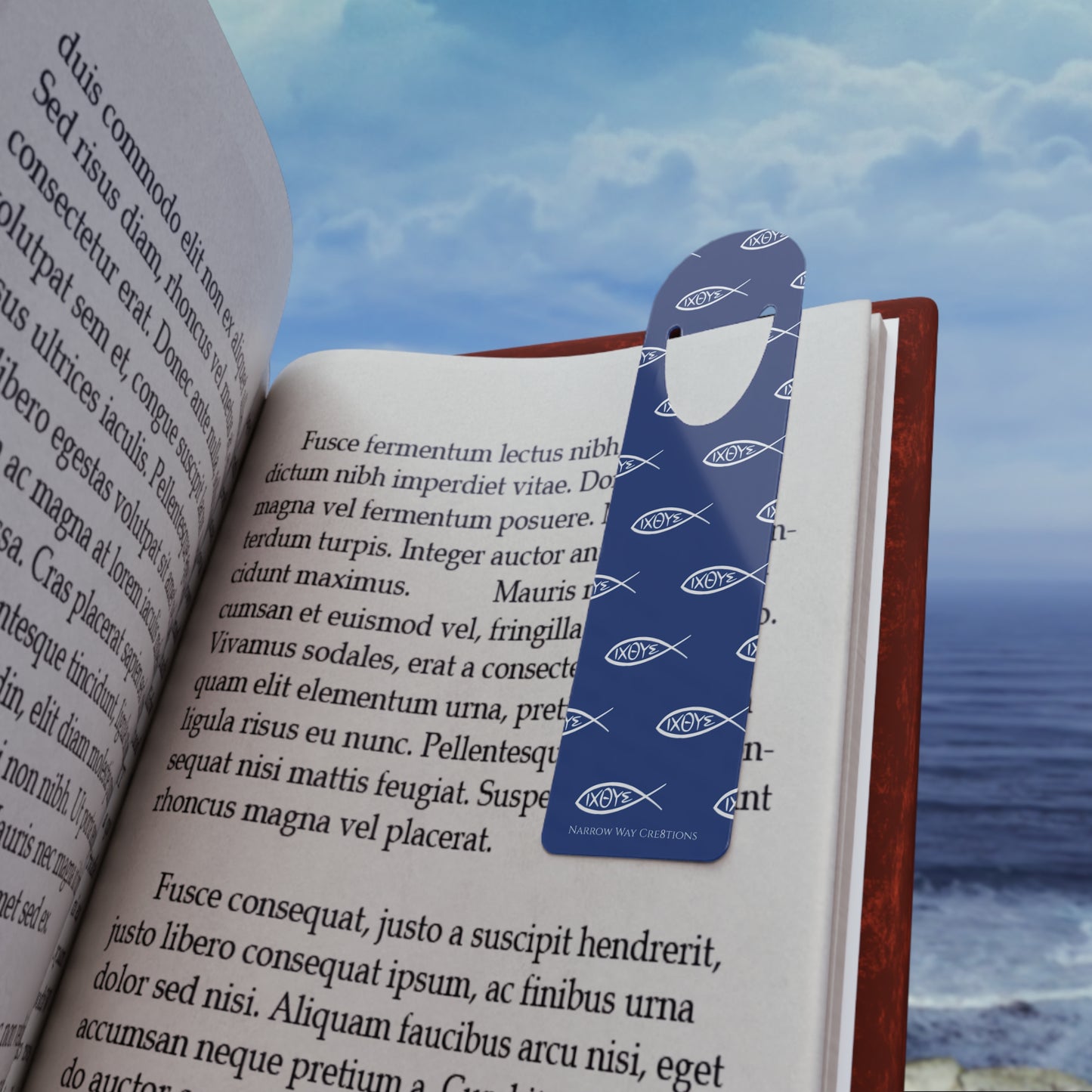 Ichthy christian fish symbol pattern Bookmark, Jesus fisher of men symbol page marker