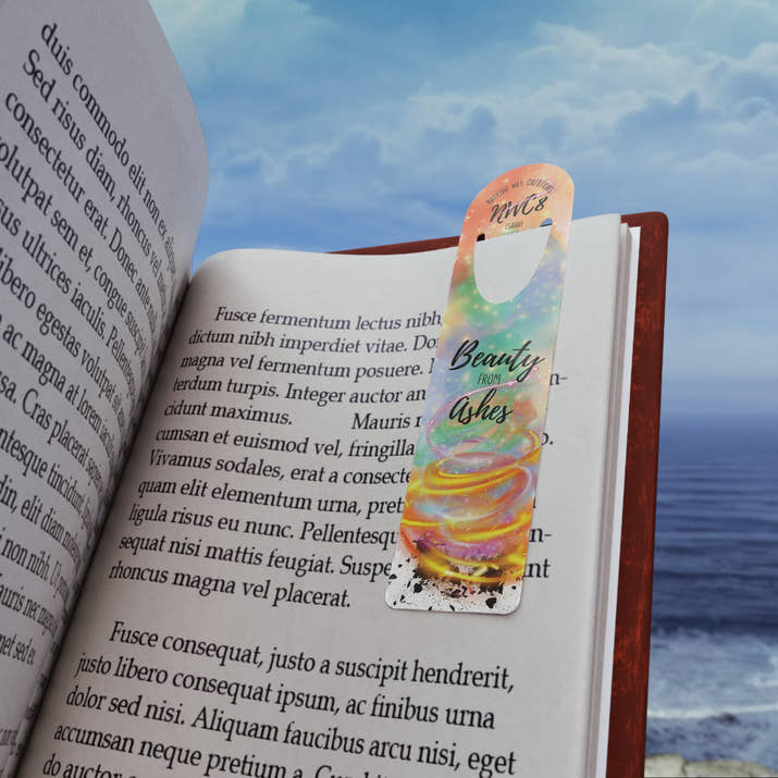 Beauty for ashes Isaiah 6:13 Bible Bookmark, beautiful colorful christian encouraging scripture reference quote page marker