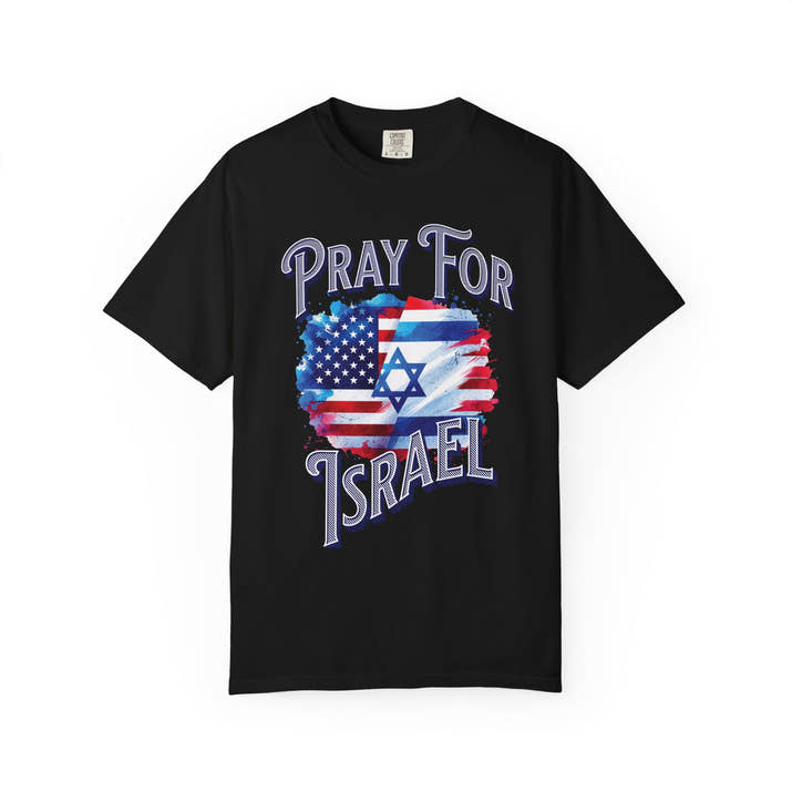 Pray for Israel short sleeve political Christian t-shirt | support Israel prayer tee, United States Israel flag shirt, bible scripture tee