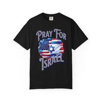 Pray for Israel short sleeve political Christian t-shirt | support Israel prayer tee, United States Israel flag shirt, bible scripture tee