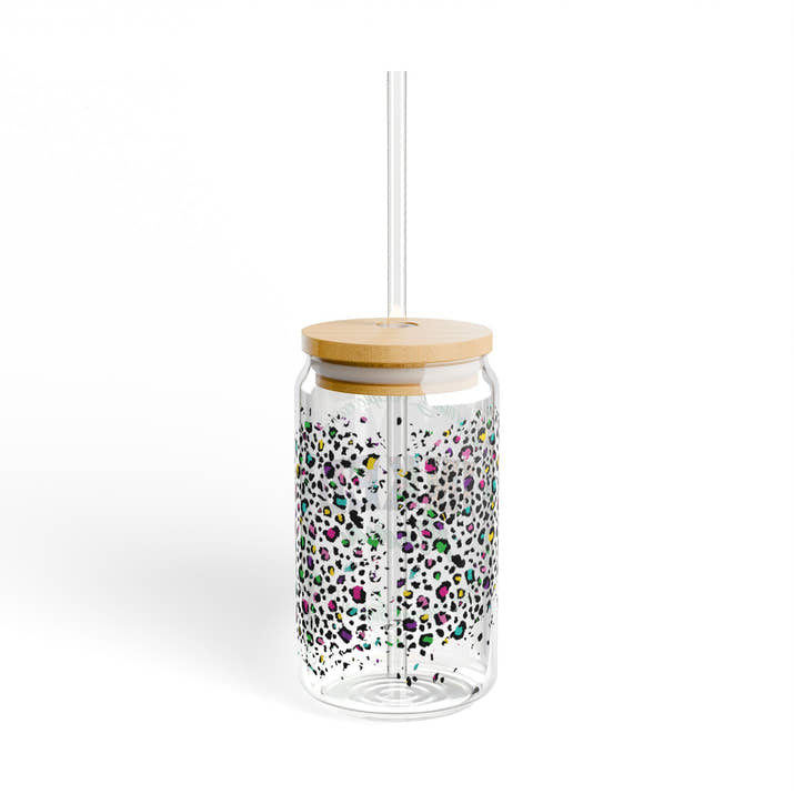 Inked cheetah print glass tumbler, Mother's day gift, Christian drinking glass Tumbler, wife tumbler glass cup , pretty cute faith tumbler