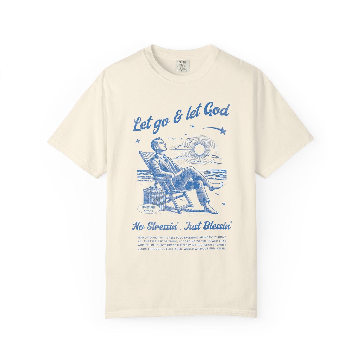 Let go & let God short sleeve beach Tee, Christian t-shirt, faith tee, vintage style shirt, bible scripture quote, Godly religious Jesus tee