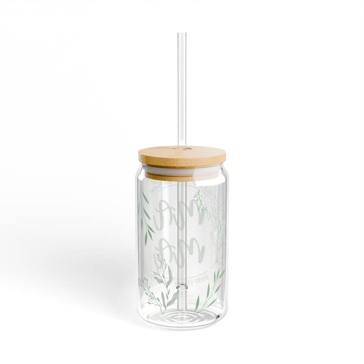 elegant leaf print mama glass tumbler Mothers day gift, christian drinking glass, wife faith tumbler glass cup, flower pretty tumbler