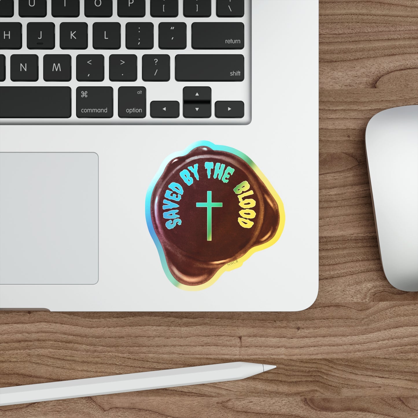 Saved by the blood Jesus sacrifice Holographic Sticker, sealed by the blood Christian