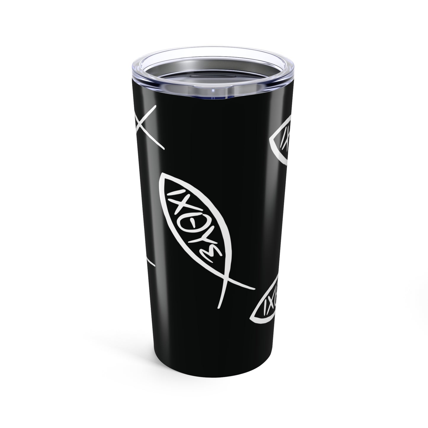 Jesus Ichthys fish pattern insulated Tumbler 20oz, Jesus Christ son of God Savior coffee cup