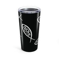 Jesus Ichthys fish pattern insulated Tumbler 20oz, Jesus Christ son of God Savior coffee cup