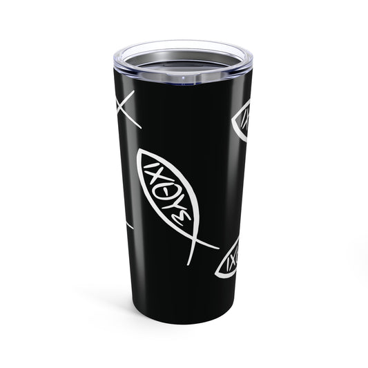 Jesus Ichthys fish pattern insulated Tumbler 20oz, Jesus Christ son of God Savior coffee cup