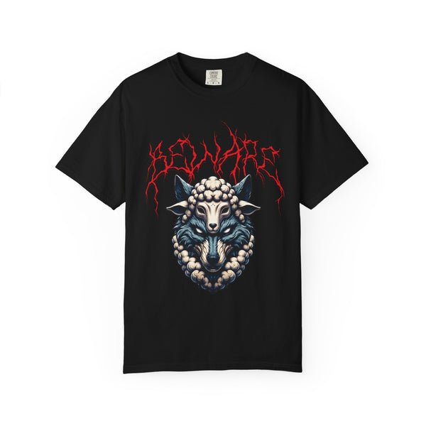 Beware of wolves short sleeve unique Christian t-shirt, cool faith tee, mens rocker spiritual shirt, bible scripture word of God tee