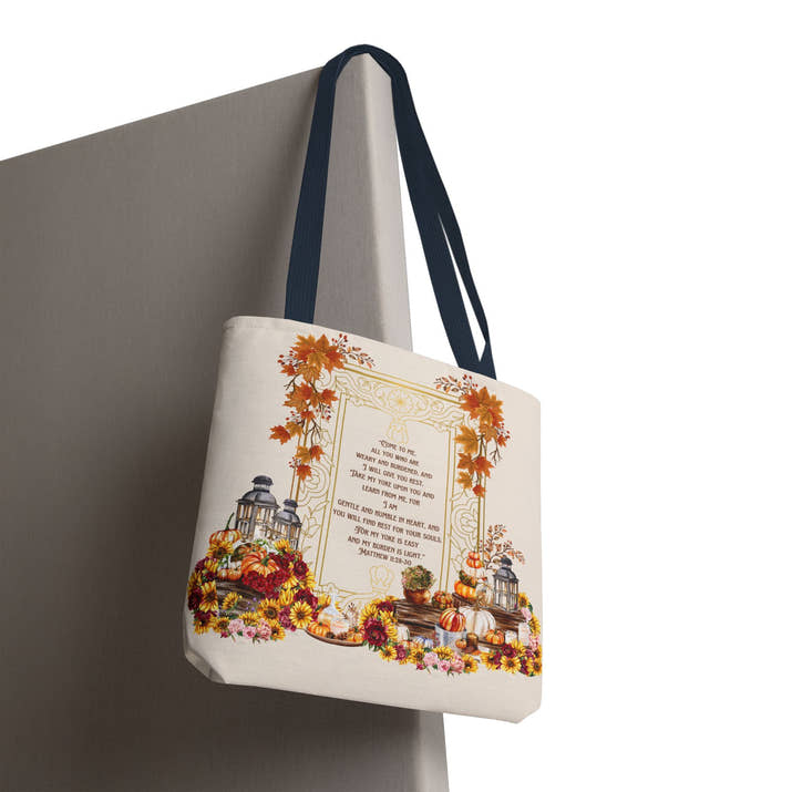 Autumn-Inspired Tote Bag - Perfect for Fall Events, Shopping, Gifts, and Everyday Use - Features Poetic Design