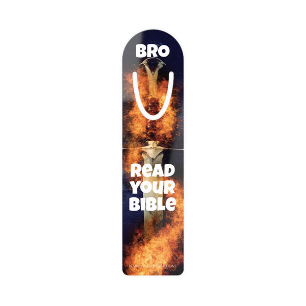 Bro read your bible Bookmark, cool firey sword of the spirit funny christian bookmark