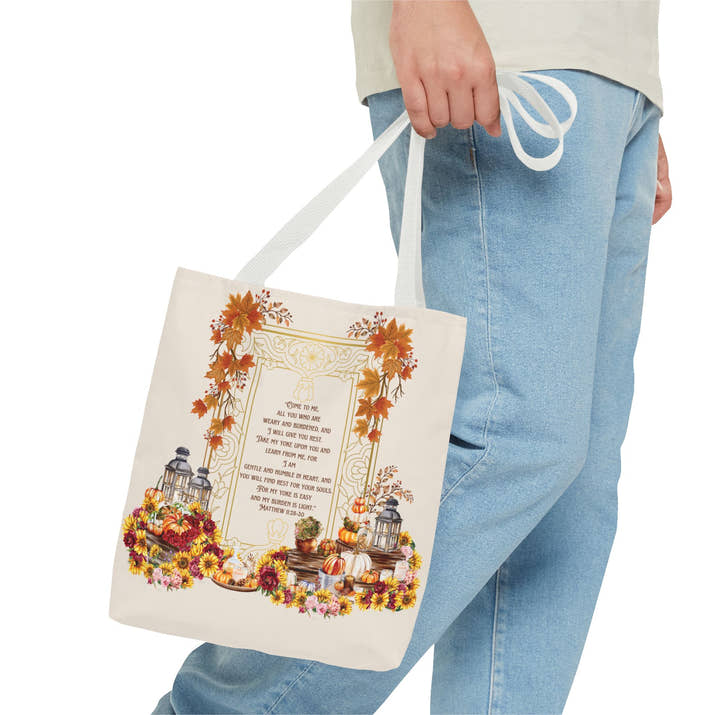 Autumn-Inspired Tote Bag - Perfect for Fall Events, Shopping, Gifts, and Everyday Use - Features Poetic Design