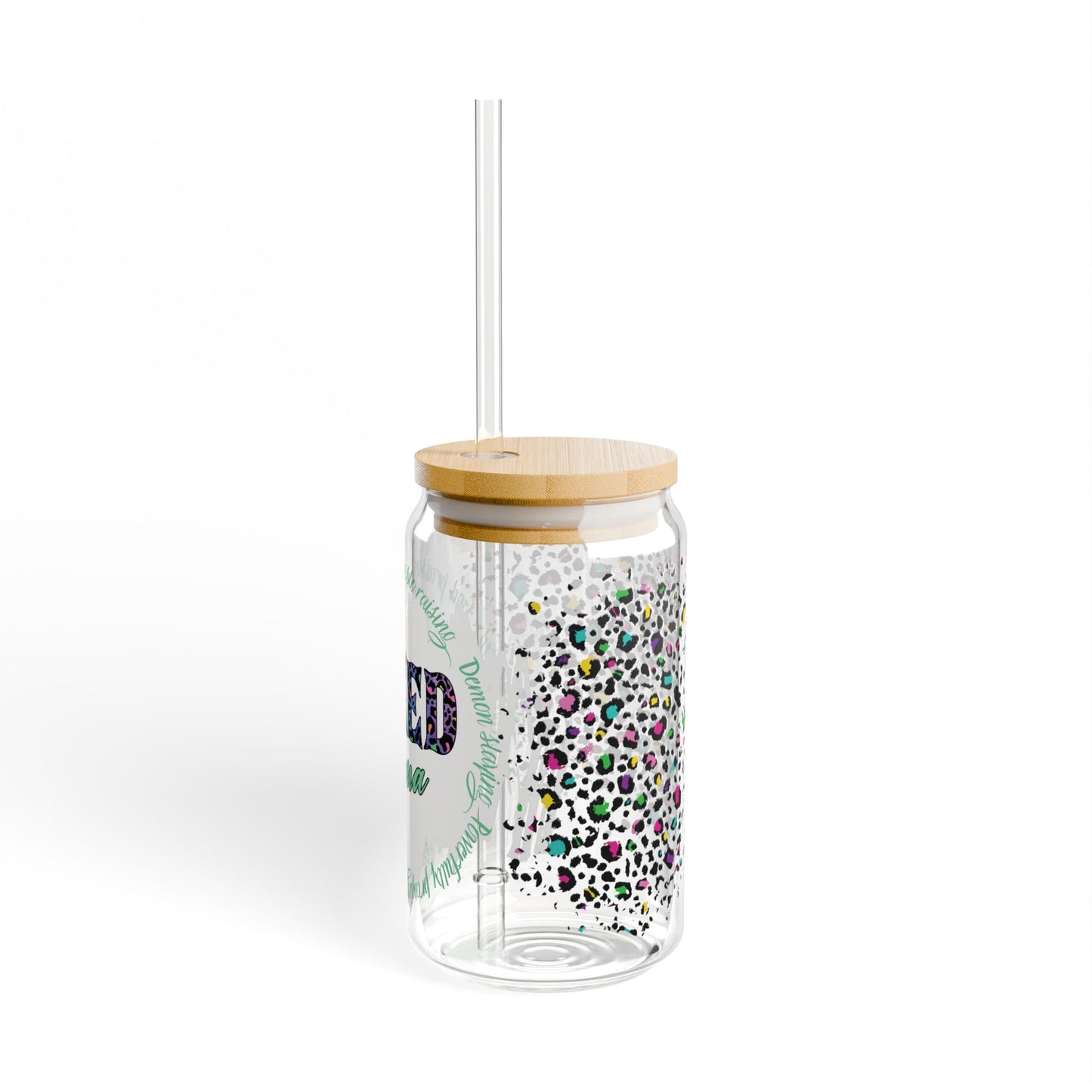 Inked cheetah print glass tumbler, Mother's day gift, Christian drinking glass Tumbler, wife tumbler glass cup , pretty cute faith tumbler