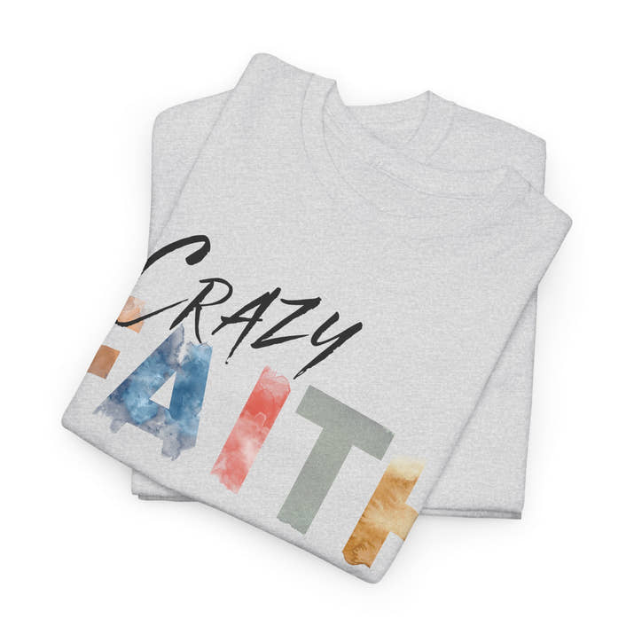 christian crazy faith colorful watercolor paint print Cotton short sleeved Jesus Tee, cool artistic t-shirt, aesthetic watercolor religious