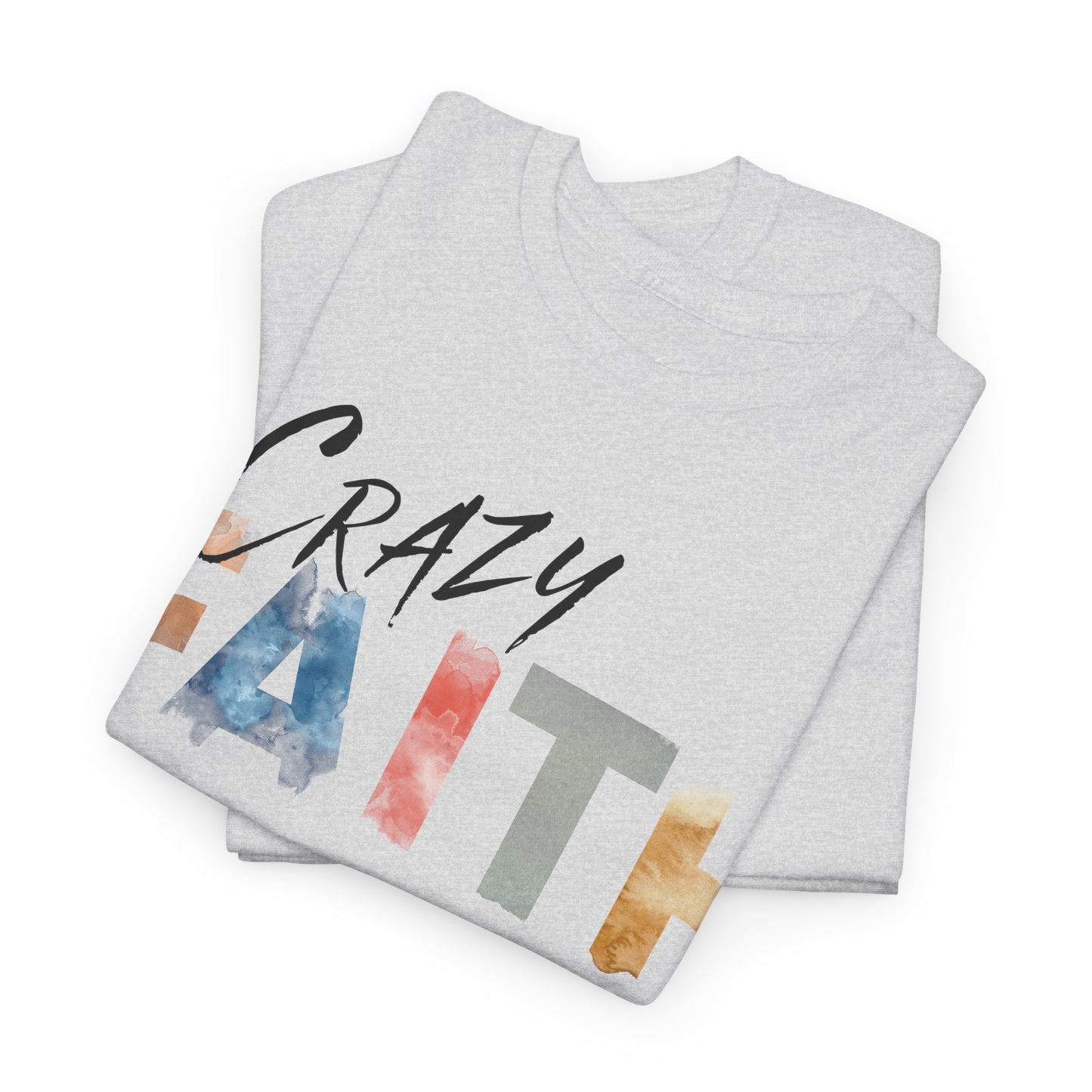 christian crazy faith colorful watercolor paint print Cotton short sleeved Jesus Tee, cool artistic t-shirt, aesthetic watercolor religious