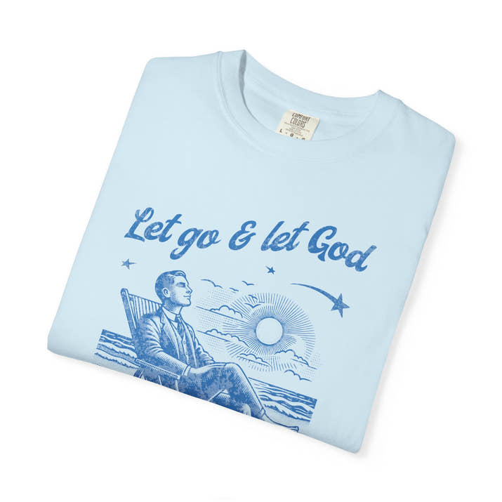 Let go & let God short sleeve beach Tee, Christian t-shirt, faith tee, vintage style shirt, bible scripture quote, Godly religious Jesus tee