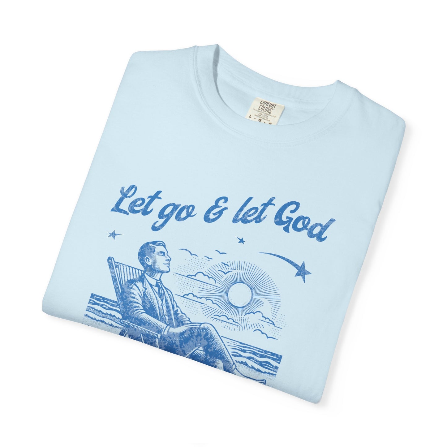 Let go & let God short sleeve beach Tee, Christian t-shirt, faith tee, vintage style shirt, bible scripture quote, Godly religious Jesus tee