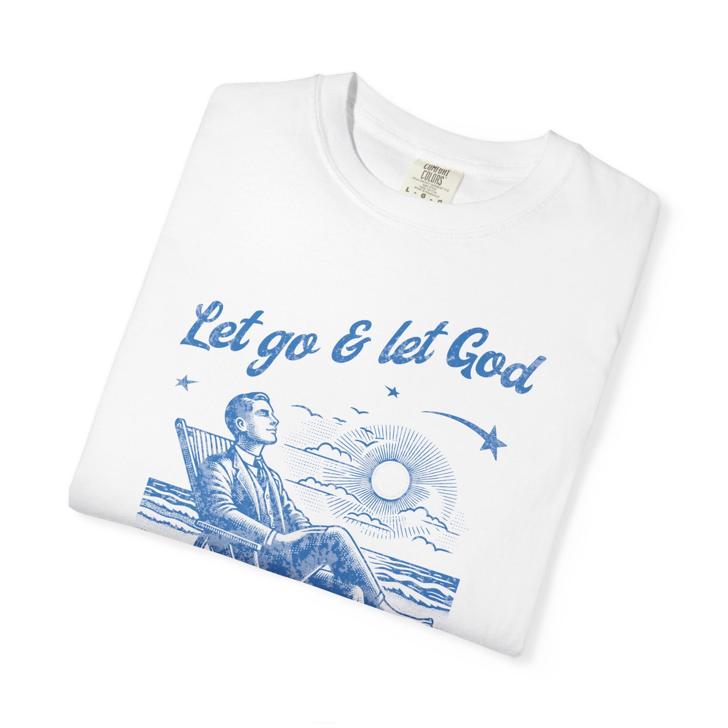 Let go & let God short sleeve beach Tee, Christian t-shirt, faith tee, vintage style shirt, bible scripture quote, Godly religious Jesus tee