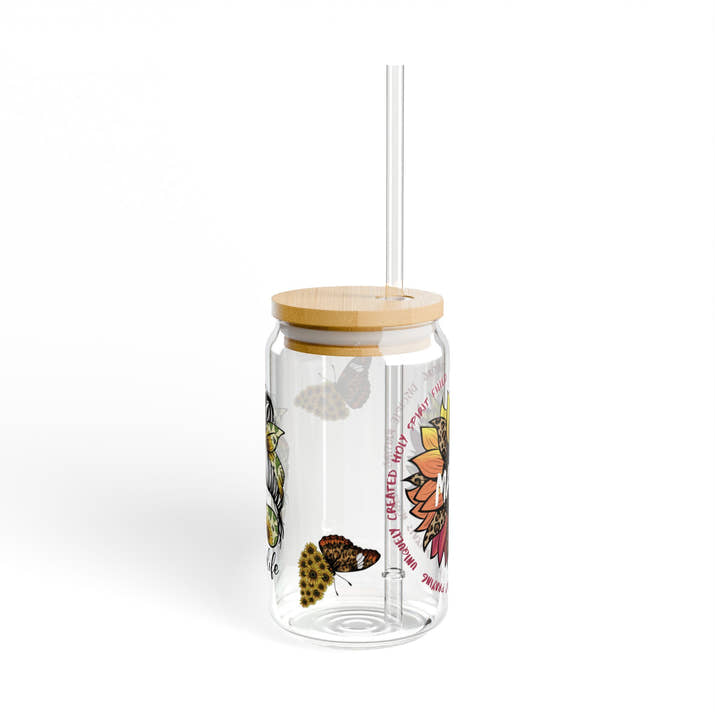 Sunflower mom life glass tumbler Mother's day gift, Christian drinking glass, wife faith tumbler glass cup, flower pretty tumbler for her