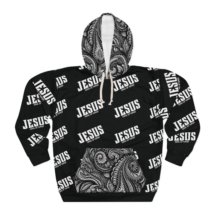 Jesus King of Kings paisley Pullover Hoodie. Godly stylish streetwear hoodie jacket faith