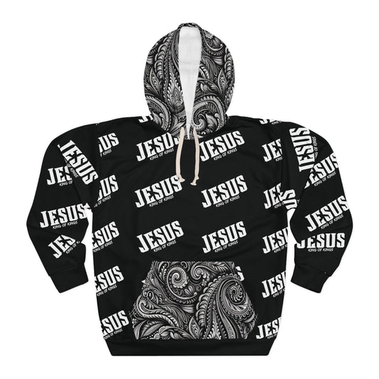Jesus King of Kings paisley Pullover Hoodie. Godly stylish streetwear hoodie jacket faith