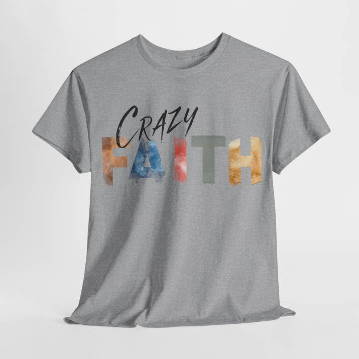 christian crazy faith colorful watercolor paint print Cotton short sleeved Jesus Tee, cool artistic t-shirt, aesthetic watercolor religious