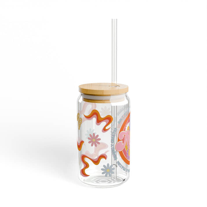 retro style flower mama glass tumbler Mothers day gift, christian drinking glass, wife faith tumbler glass cup, pretty tumbler