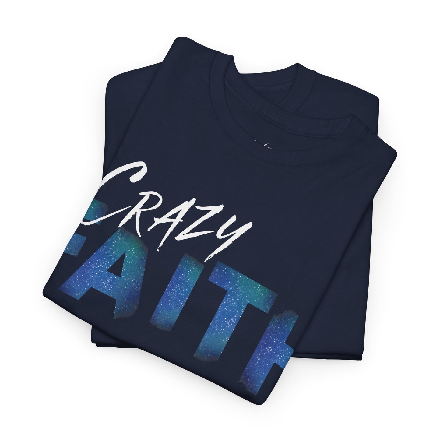 Christian crazy faith galaxy print Unisex Heavy Cotton short sleeved Jesus Tee, cool artistic faithful Christian t-shirt, aesthetic religious