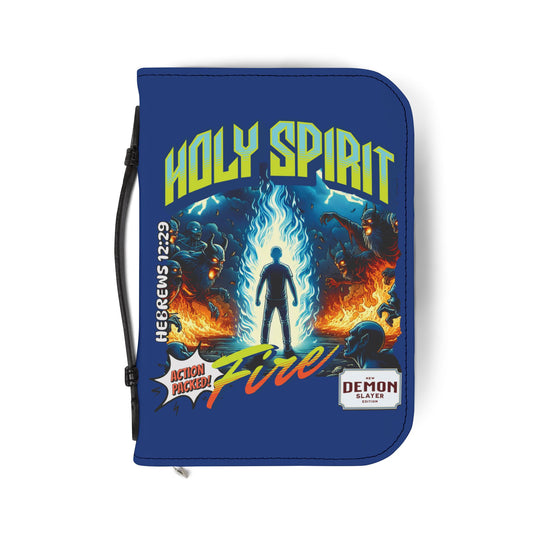 Comic style Holy Spirit fire Vibrant branded Bible Cover for Faith Enthusiasts | Colorful Spiritual Organizer, Gift for Church, Prayer Journal, Bible Case, Devotional Accessory