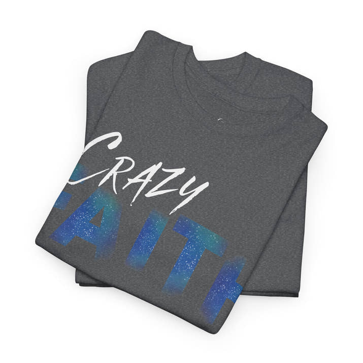 Christian crazy faith galaxy print Unisex Heavy Cotton short sleeved Jesus Tee, cool artistic faithful Christian t-shirt, aesthetic religious