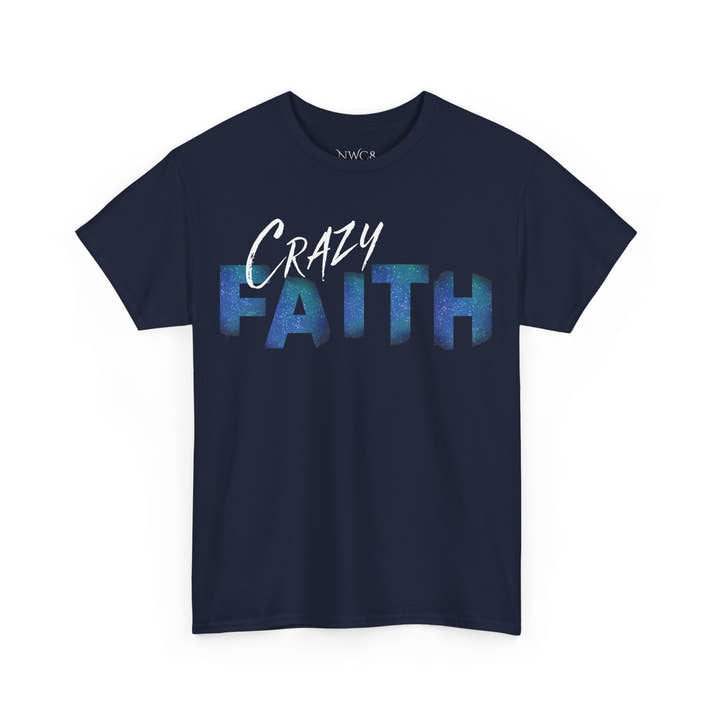 Christian crazy faith galaxy print Unisex Heavy Cotton short sleeved Jesus Tee, cool artistic faithful Christian t-shirt, aesthetic religious