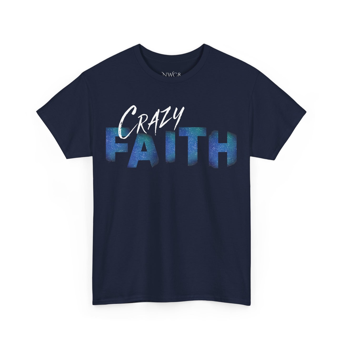 Christian crazy faith galaxy print Unisex Heavy Cotton short sleeved Jesus Tee, cool artistic faithful Christian t-shirt, aesthetic religious